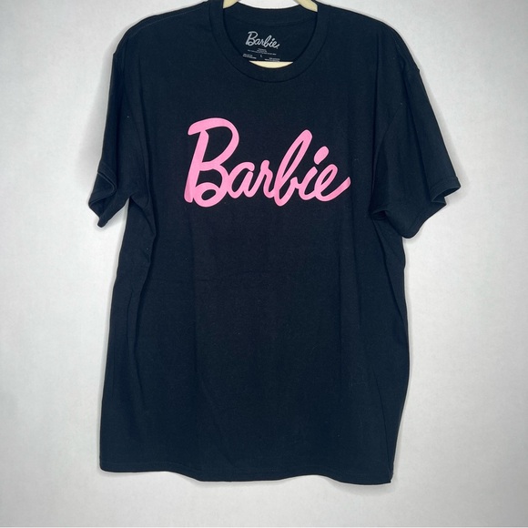 Barbie T-Shirt‎ Woman’s Size L Black Short Sleeve Official Logo Cotton Top Tee - Picture 1 of 5